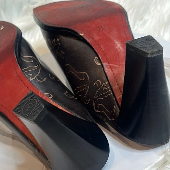 EUC Donald Pliner Perlie Italian Black Leather Embroidered Western Mules, 7.5M - Picture 13 of 14